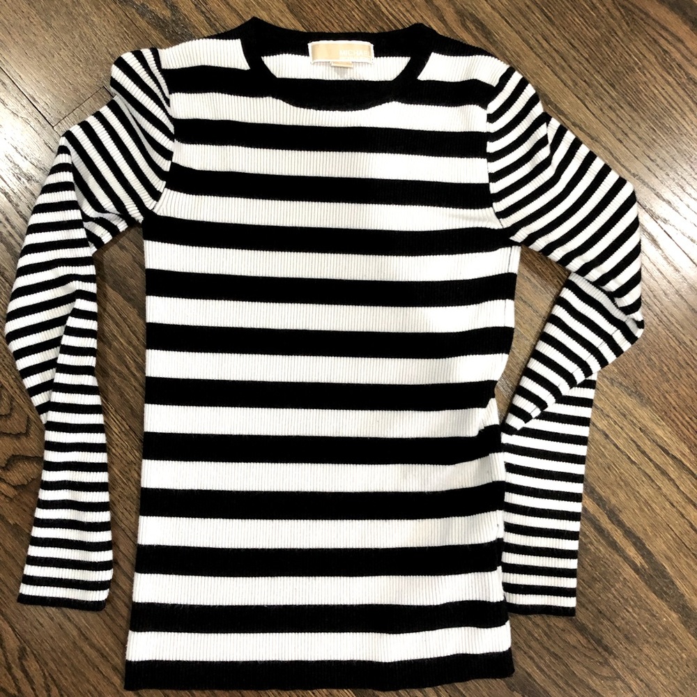 MICHAEL Michael Kors black and white striped shirt